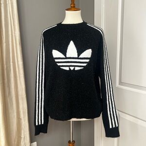 Adidas Originals Lurex Sparkle knit Sweater Sweatshirt with Logo NWT Size L